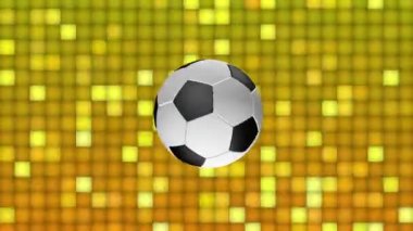 Renkli bir arka planda sürekli dönen futbol topu sembolleri.