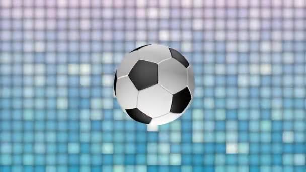 Renkli Bir Arka Planda Sürekli Dönen Futbol Topu Sembolleri — Stok video