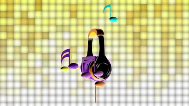 Headphone Symbols Swirl Continuously Colorful Background — Stock Video