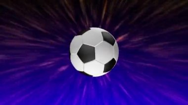 Futbol topunun sembolleri renkli bir arkaplanda dönüyor.