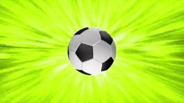 Futbol topunun sembolleri renkli bir arkaplanda dönüyor.