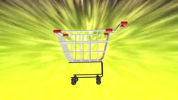 Continuous Swirl Shopping Cart Symbols Colorful Background — Stock Video