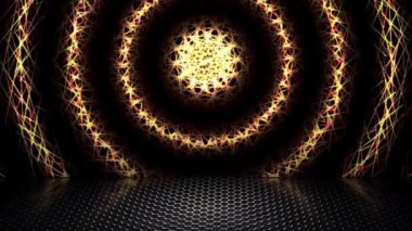 Sürekli yanıp sönen bir ışık girdabı uzaya yayıldı ve gölgeler aşağıya düştü..