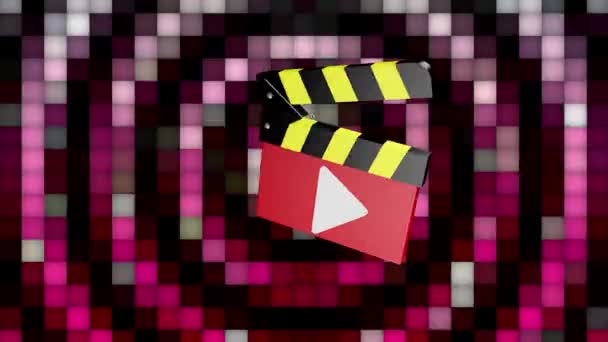 Simboli Video Girano Continuamente Uno Sfondo Con Griglie Lampeggianti — Video Stock