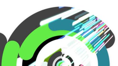 Renkli çizgiler devamlı kıvrılır, parlak görünür..