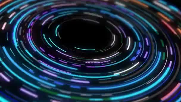 Neon Light Swirls Continuously Metallic Background — Stock Video