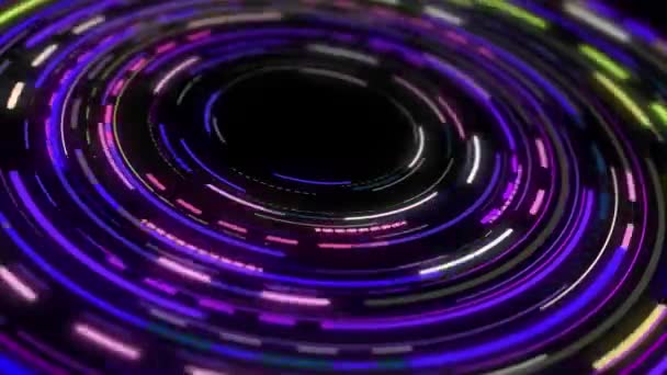 Neonowe Światło Wiruje Nieustannie Metalicznym Tle — Wideo stockowe