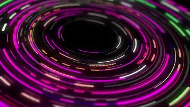 Luce Neon Gira Continuamente Sullo Sfondo Metallico — Video Stock