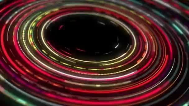 Neon Light Swirls Continuously Metallic Background — Stock Video