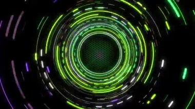 Neon ışığı sürekli olarak metalik arkaplanda döner..