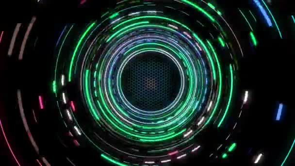 Neon Işığı Sürekli Olarak Metalik Arkaplanda Döner — Stok video