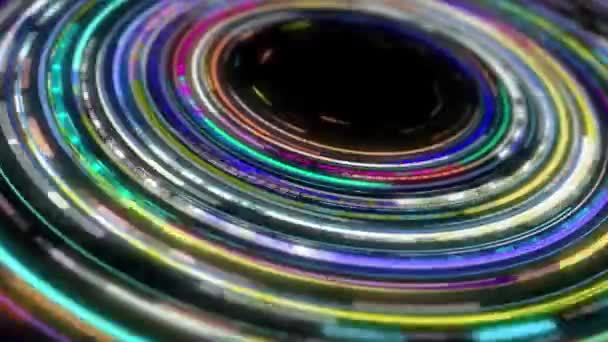 Neon Light Swirls Continuously Metallic Background — Stock Video