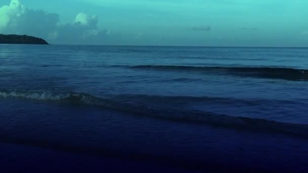 Golven Gingen Nachts Langzaam Naar Kust — Stockvideo