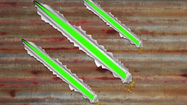 Una Deriva Produce Suelo Metal Interior Verde — Vídeos de Stock
