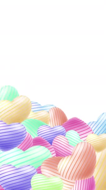 Colorful Hearts Scattered White Background — Stock Video