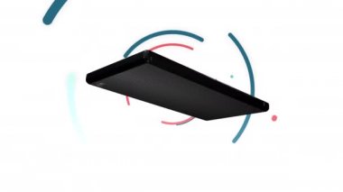 Yeşil ekranlı cep telefonu renkli bir arkaplanda girdaptır.