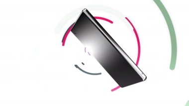 Renkli bir arkaplanda cep telefonu girdabı.