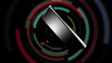 Renkli bir arkaplanda cep telefonu girdabı.