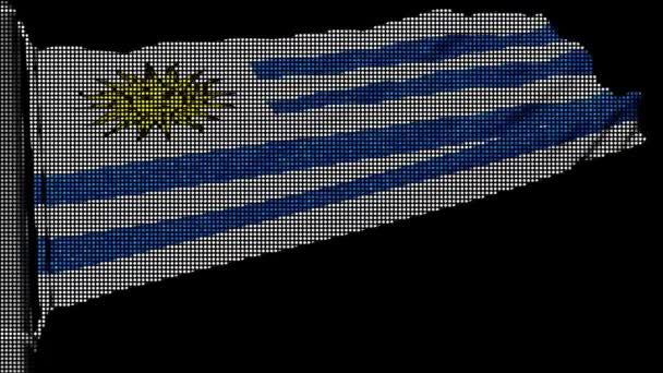 Flag Uruguay Looks Continuous Swaying Grid — Stock Video