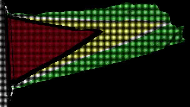 Bandera Guyana Parece Una Cuadrícula Que Fluye Continuamente — Vídeos de Stock