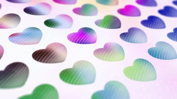 Colorful Hearts Arranged Row Slowly Swirling Looking Bright Beautiful — Stock Video