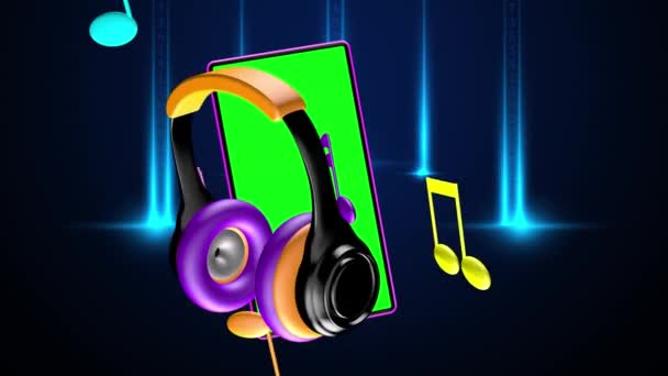 Headphone Icon Bursts Screen Mobile Phone — Stock Video