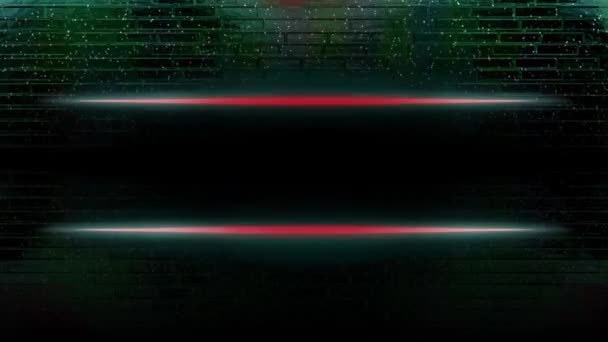 レンガの壁の後ろに光のビームが連続的に点滅 — ストック動画