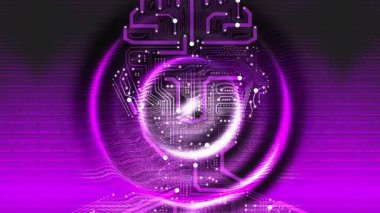 A circuit board that looks like a modern man's head.