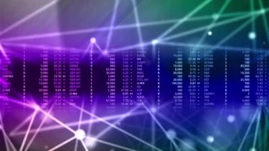 The stock trading numbers flashed continually and there was a continuous flashing beam of light as an element.