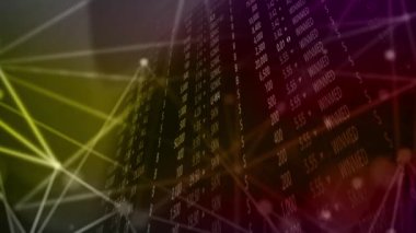 The stock trading numbers flashed continually and there was a continuous flashing beam of light as an element.