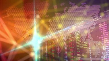 The stock trading numbers flashed continually and there was a continuous flashing beam of light as an element.