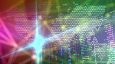 The stock trading numbers flashed continually and there was a continuous flashing beam of light as an element.