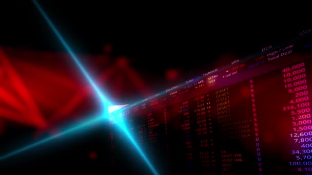 Stock Trading Numbers Flashed Continually Continuous Flashing Beam Light Element — Stock video