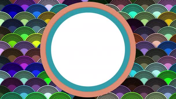 Many Colorful Fish Scales Overlap Each Other Have Circle Center — Wideo stockowe