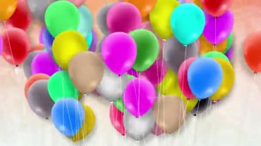 Parlak renkli balonlar sürekli sallanıyordu..