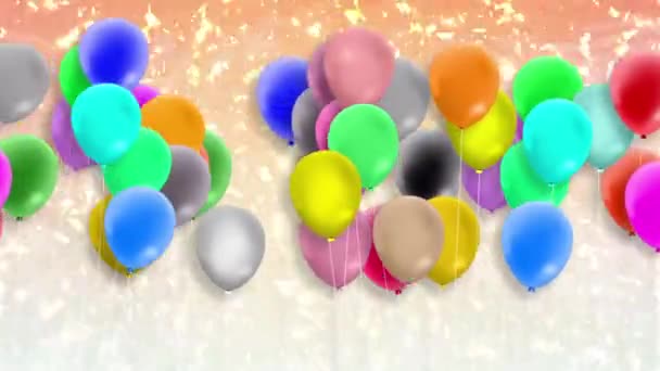 Balões Coloridos Oscilam Vento Continuamente Fundo Colorido — Vídeo de Stock
