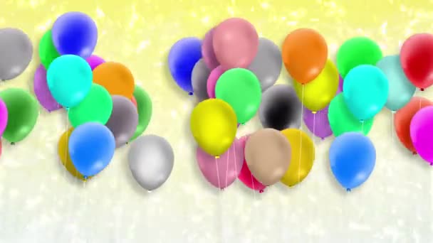 Balões Coloridos Oscilam Vento Continuamente Fundo Colorido — Vídeo de Stock