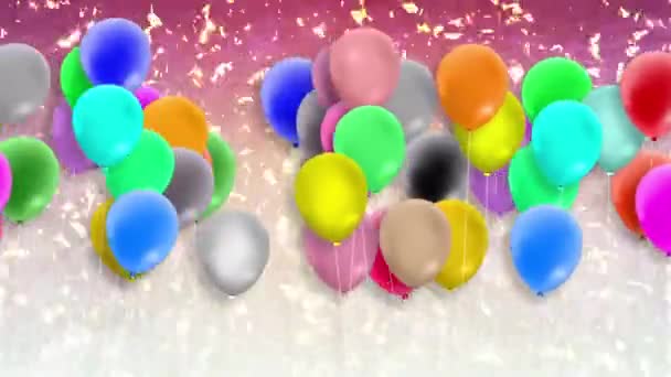 Bunte Luftballons Wiegen Sich Ununterbrochen Wind Auf Einem Bunten Hintergrund — Stockvideo