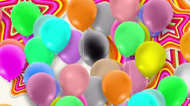 Kleurrijke Ballonnen Zwaaien Continu Wind — Stockvideo
