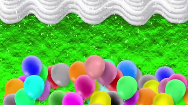 Kleurrijke Ballonnen Zwaaien Continu Wind Tegen Een Kleurrijke Achtergrond — Stockvideo