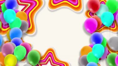 Rüzgarda sallanan renkli balonlar renkli bir arka plana doğru sürekli sallanıyor..