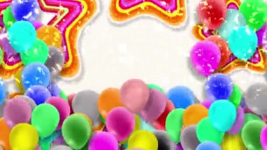 Rüzgarda sallanan renkli balonlar renkli bir arka plana doğru sürekli sallanıyor..