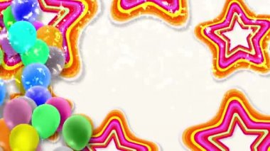 Rüzgarda sallanan renkli balonlar renkli bir arka plana doğru sürekli sallanıyor..