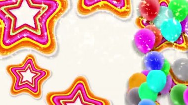 Rüzgarda sallanan renkli balonlar renkli bir arka plana doğru sürekli sallanıyor..