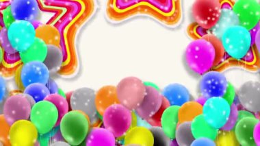 Rüzgarda sallanan renkli balonlar renkli bir arka plana doğru sürekli sallanıyor..