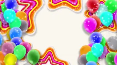 Rüzgarda sallanan renkli balonlar renkli bir arka plana doğru sürekli sallanıyor..