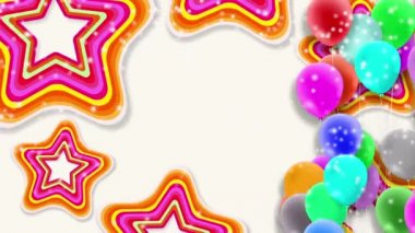 Rüzgarda sallanan renkli balonlar renkli bir arka plana doğru sürekli sallanıyor..