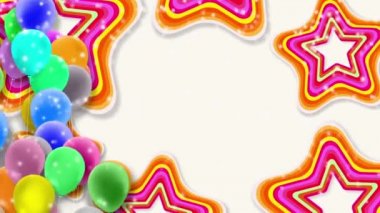 Rüzgarda sallanan renkli balonlar renkli bir arka plana doğru sürekli sallanıyor..