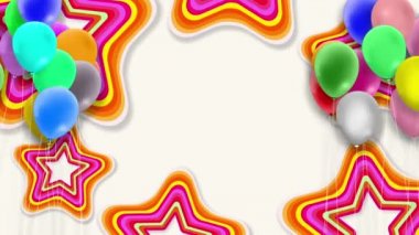 Rüzgarda sallanan renkli balonlar renkli bir arka plana doğru sürekli sallanıyor..