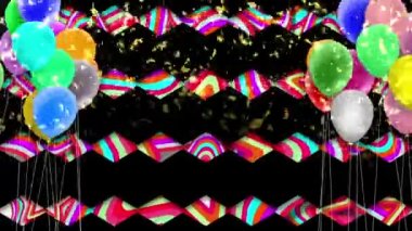 Rüzgarda sallanan renkli balonlar renkli bir arka plana doğru sürekli sallanıyor..